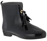 Capelli New York Opaque With Tassels Ladies Mademoiselle Bootie Jelly Rain Boot Jet Black 7