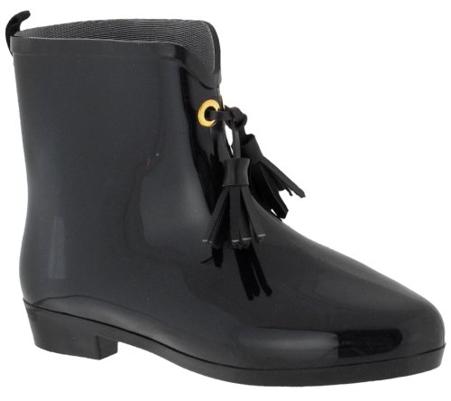Capelli New York Opaque With Tassels Ladies Mademoiselle Bootie Jelly Rain Boot Jet Black 10 at Amazon.com