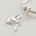 925 Sterling Silver Ring Shape Dangle with Key to My Heart Clear Cz Bead for Pandora, Biagi, Chamilia, Troll and More Bracelets