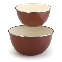 Paula Deen 2 Piece 1.5 Quart and 3 Quart Enamel on Steel Mixing Bowl Set, Red