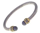 Sterling Silver Two Tone Antique Style Grey Pearl Bangle
