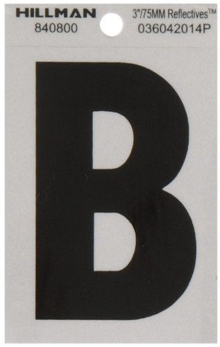 The Hillman Group 840800 3-Inch Letter B Reflective Square-Cut Mylar, Black on Silver