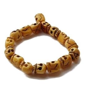 HAND MADE REAL OX BONE SKULL BUDDHIST ROSARY BRACELET BEADS GOTHIC UNIQUE UNUSUAL GIFT IDEA