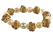 Bracelet - B189 - Faceted Glass and Ceramic Beads - Stretch ~ Peach and Taupe