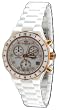 Oniss #ON8203-LRG Women's Rose Gold Trim White Ceramic Chronograph Watch