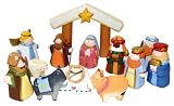 Kurt Adler J3764 Hand-Carved Wooden 12-Piece Child's First Nativity Set, 10-1/2-Inch