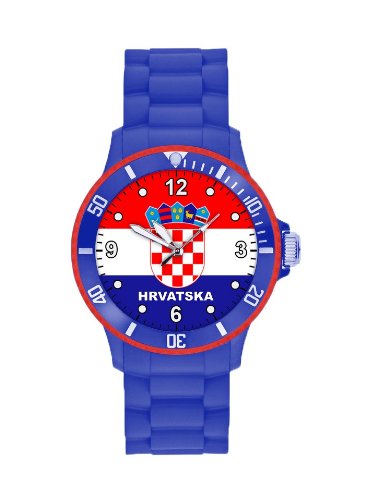 Fanartikel Silikon Armbanduhr Watch Fan Uhr m WM & EM Länder Flaggen Style (Kroatien)