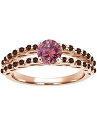 1.07 Ct Round Pink Diamond Red Garnet 14K Rose Gold Ring
