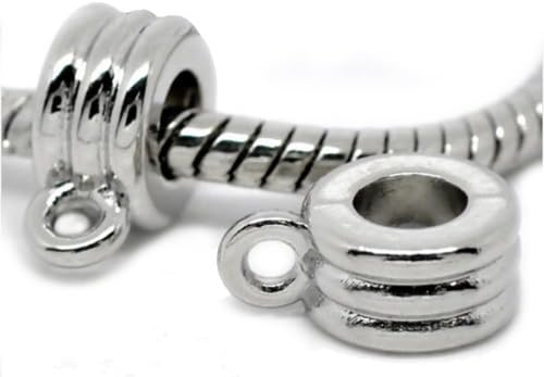 4 Silver Tone European Bail Charm Spacer Bead