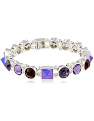 Nine West "Studded Statement" Silver-Tone Multi-Purple Stretch Bracelet, 2.7"