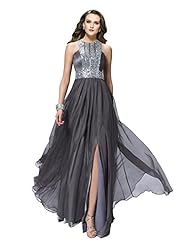Plus Size Chiffon Sleeveless Beaded Jeweled Ruched Slit Scoop Neck Evening Dress 