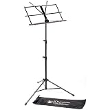 JSI Black Folding Sheet Music Stand with Carrying Bag