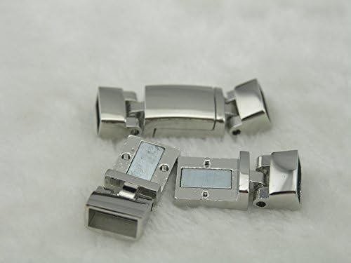 2 Clr--3 Sets 11.3x5.6mm Magnetic Buckle Clasp for Licorice Leather Cord (Shiny Rhodium)
