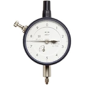 Mitutoyo 2802S-10 Dial Indicator, 0-0.025" Range, 0.0001" Resolution, +/-0.0001" Accuracy, 0-10 Dial Reading, With Lug Back
