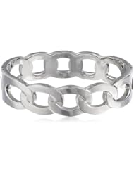 Stainless Steel Oval Link Bangle Bracelet, 7"