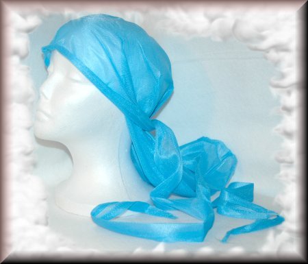 Sport Dorag Tie Down Long Tail Breathable Mesh Du-Rag Cap in Light Blue