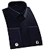 ZERDSKY Men's Slim Fit Solid Color 100% Cotton French Cuff Dress Shirt(Cufflinks Included)