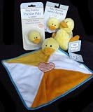 4pc Ducky Baby Gift Set ~ Blankie, Pacifier Clip, Wrist Rattle, Duck Rattle Toy