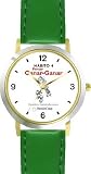Habit 4 - Think Win-Win (Spanish Text) - DELUXE TWO-TONE WATCH from THE 7 HABITS - WATCH COLLECTION BY WATCHBUDDY&reg; - Arabic Numbers - Green Leather Strap-Size-Large ( Men's Size or Jumbo Women's Size )