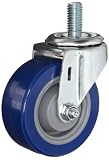 E.R. Wagner Stem Caster, Swivel, Polyurethane on Polyolefin Wheel, Delrin Bearing, 280 lbs Capacity, 5" Wheel Dia, 1-1/4" Wheel Width, 5-1/2" Mount Height, 7/16" Stem Dia, 1-3/8" Stem Height