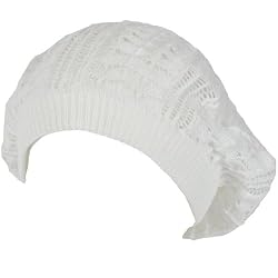 New Light Crochet Knit Slouchy Tam Beret Cap Hat White Small Medium