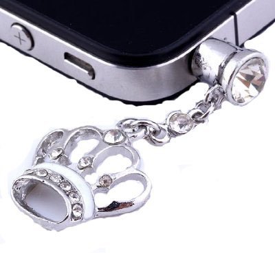 3.5mm Crystal Crown Anti Dust Earphone Jack Plug Stopper for Iphone 4 4s Silvery 3.5mm Crystal Crown Anti Dust Earphone Jack Plug Stopper for Iphone 4 4s Silvery