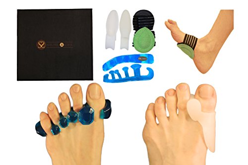 Shunil&Sons Plantar Fasciitis, Gel Toe Separator & Stretcher for Yoga, Foot Arch Support Sleeves| Big Toe Protectors, Spacers & Straightener For Bunion Relief,Hammer Toes| Care For Your Feet Today!