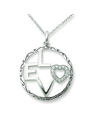 Sterling Silver Antiqued CZ Love 18in Necklace. Metal Weight- 5.05g.