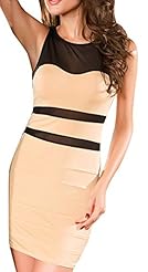 Sexy Acrylic/Nylon Sheath Round Neck Summer Mesh Club Dress 