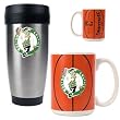 Boston Celtics NBA Stainless Steel Travel Tumbler & Game ball Ceramic Mug Set - Primary Logo