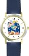 Angel with Shooting Star - Cherub, Angel or Cupid Theme - WATCHBUDDY&reg; DELUXE TWO-TONE THEME WATCH - Arabic Numbers - Blue Leather Strap-Size-Large ( Men's Size or Jumbo Women's Size )