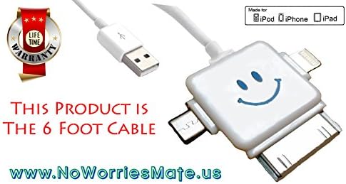 Universal 3 in 1 iPhone Charger Sync Cable; 3 in 1 Connector Works for All iPhones and Android Devices; Universal Charge Sync Cable for iPhone 6, 6 Plus, 5, 5S, 5C (iOS 7 and iOS 8), and iPhone 4, iPads (all models), iPods (all models), and Samsung S2, S3, S4, HTC, LG, Sony, Blackberry and others. (3.28 ft/100 cm); Lifetime Warranty!.