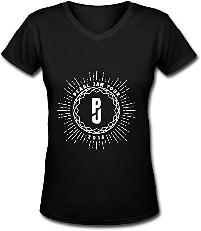 Pearl Jam Tour 2016 Logo Black V Neck T Shirt For Women