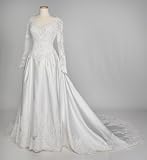 White Long-Sleeved Wedding Gown with Beaded and Embroidered Lace