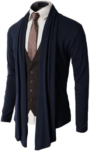 H2H Men's Shawl Collar Cardigan With No Button