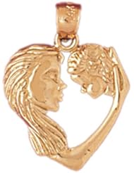 Dazzlers Solid 14k Gold Mother and Baby Heart Charm Pendant Available in three colors from jewelsberry (weights: 2.0 grams only)