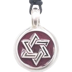 Purple Jewish Star Of David Pewter Pendant Necklace