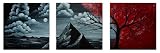 Hand Painted Modern Oil Painting Bloody rain 3 Piece Canvas Art Set - Stretched with wooden frame