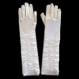 Glamorous Long Ivory Satin Ruched Gloves (STC12041I)