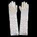 Glamorous Long Ivory Satin Ruched Gloves (STC12041I)