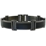Men's Stainless Steel Bracelet with Carbon Fiber-Accent, 8.5