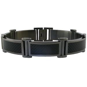 Mens Stainless Steel Bracelet With Carbon