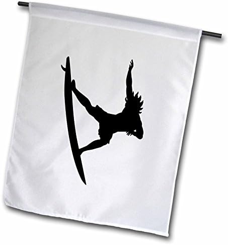 Mark Grace FREEDOM - surfing - black and white image of a surfer in mid air, jumping the waves dude - 18 x 27 inch Garden Flag (fl_181199_2)