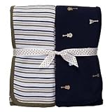 Carter's 2 Pack Guitars and Stripes Nursery Swadding Blankets 35