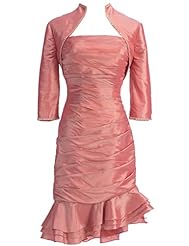 Taffeta Pleated  Mother-of-the-Bride Dress  With Ruffles