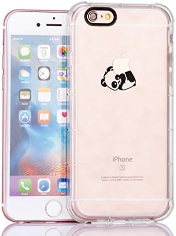 New Arrival High Quality Scratch Drop Resistance TPU Lovely Cute Panda Playing Logo Transparent SOFT Case Cover for iPhone 6 / iphone 6s 4.7 inch