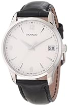 Big Sale Movado Men's 0606569 "Circa" Black Crocodile-Embossed Leather Strap Watch