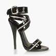 6 Inch Hot High Heel Shoe Zipper-Inlaid Wrap-Around Sandal Evening Shoe Black Patent