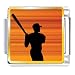 Baseball Player Silhouette Sports Italian Charms Bracelet Link