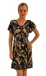 A-line Belted Gathered Empire   Waistline Flutter Short Sleeves Round Neck Satin/Silk/Spandex  Dress